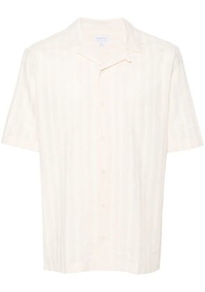 Sunspel embroidered-stripes cotton shirt - Neutrals