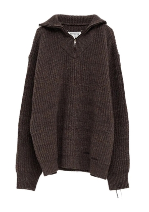 Maison Margiela ribbed-knit half-zip sweater - Brown