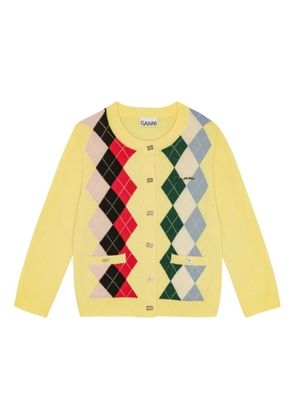 GANNI argyle-pattern cardigan - Yellow