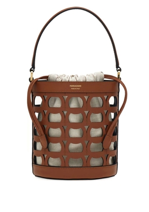 Ferragamo cut-out leather bucket bag - Brown