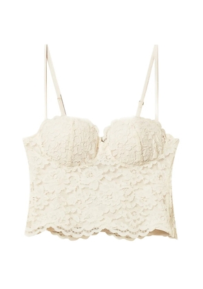 TWINSET lace-pattern cropped bustier top - Neutrals