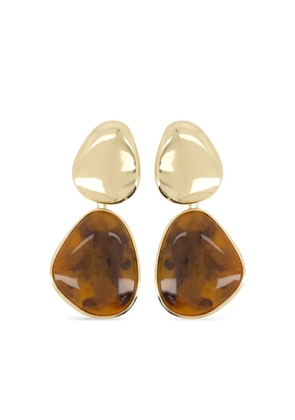 Self-Portrait tiger-eye earrings - Gold