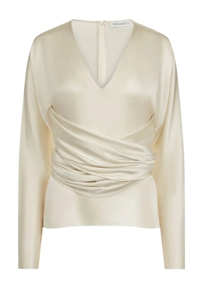 Nina Ricci draped V-neck top - Neutrals