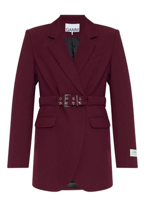 GANNI belted-waist blazer - Red