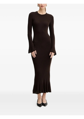 LUISA SPAGNOLI Madignano bell-cuff ribbed maxi dress - Brown