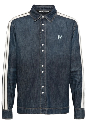 Palm Angels monogram-embroidered denim track jacket - Blue
