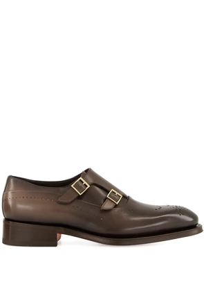 Santoni double-buckle monk shoes - Brown
