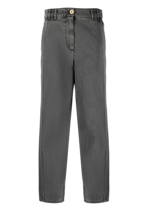 Patou embroidered-logo straight-leg jeans - Black