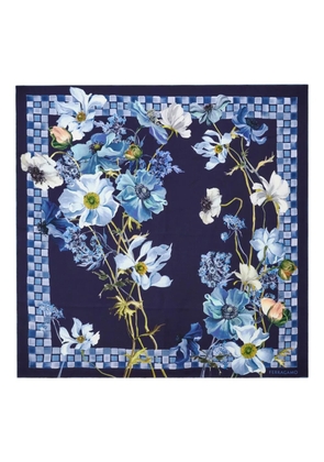Ferragamo Fiori-print silk scarf - Blue