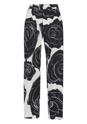 Marni rose-print trousers - White