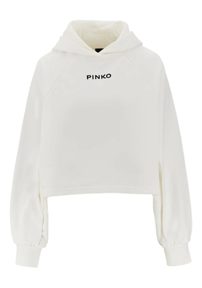 PINKO logo-embroidered hoodie - White