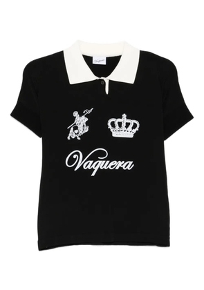 Vaquera crown-embellished polo shirt - Black
