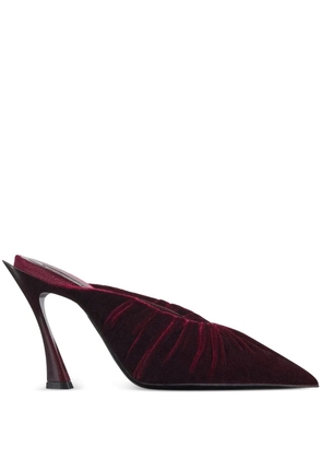 Mugler 95mm pleated pointed-toe heeled mules - Red