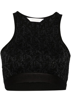 Palm Angels monogram-jacquard crop top - Black