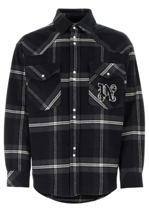 Palm Angels checked cotton-flannel shirt jacket - Grey