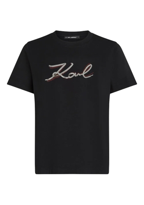 Karl Lagerfeld sequin signature-embellished T-shirt - Black