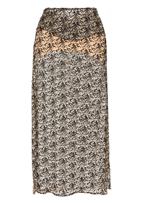 The Attico embroidered semi-sheer skirt - Brown