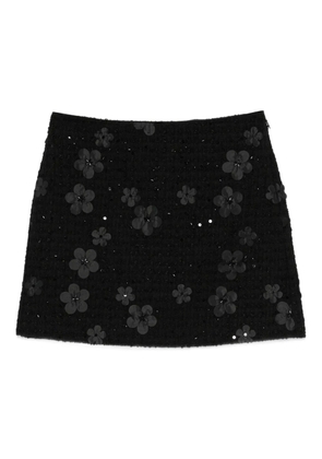 TWINSET flower-embellished bouclé mini skirt - Black