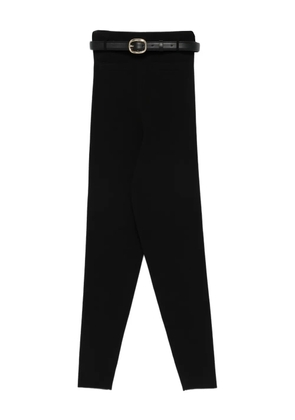 Self-Portrait belted knit trousers - Black