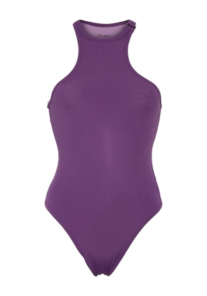 The Attico racerback fine-ribbed swimsuit - Purple