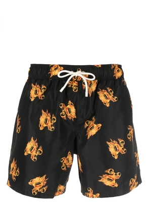 Palm Angels Burning monogram-print swim shorts - Black