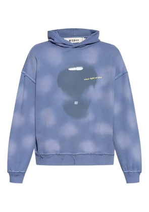 MISBHV cloud-print frayed-hem hoodie - Blue