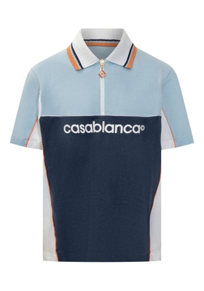 Casablanca colour-block zip-neck polo shirt - Blue