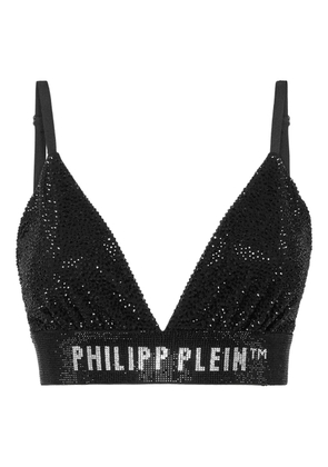 Philipp Plein rhinestone-embellished triangle-cup bra - Black