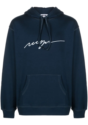 MSGM logo-embroidered cotton hoodie - Blue