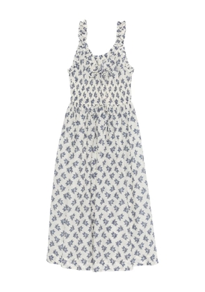DÔEN Emmaretta flower-print scoop-neck midi dress - White
