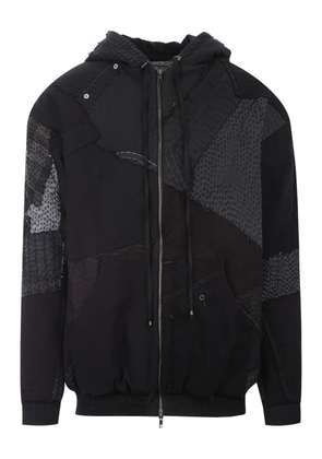 By Walid patchwork zip-up hoodie - Black