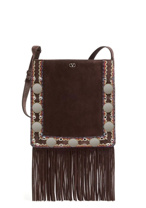 Valentino Garavani Nellcôte suede shoulder bag - Brown