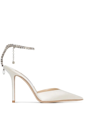 Jimmy Choo Saeda embellished heeled pumps - White