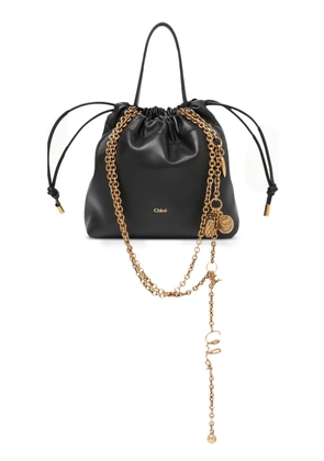 Chloé mini drawstring leather bucket bag - Black