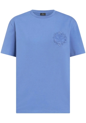 ETRO Pegaso-embroidered cotton T-shirt - Blue