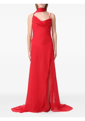 Blumarine Georgette cowl-neck side-slit maxi dress - Red