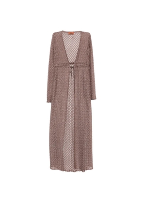 Missoni tie-waist textured cover up coat - Brown