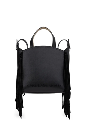 Karl Lagerfeld smal K/Circle fringed tote bag - Black