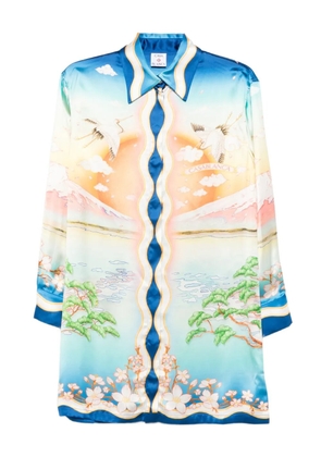 Casablanca crane-print midi dress - Blue