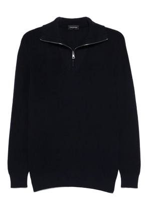 Tagliatore half-zip wool sweater - Blue
