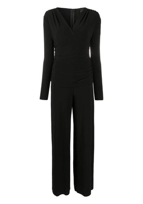 Norma Kamali gathered wrap-front jumpsuit - Black