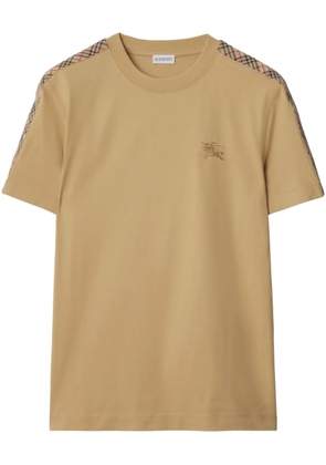Burberry checkered-trim cotton T-shirt - Neutrals