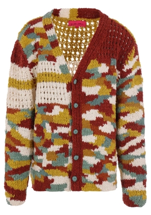 The Elder Statesman monogram-pattern knitted cardigan - Brown