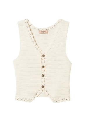 TWINSET crochet-trim knitted waistcoat - White