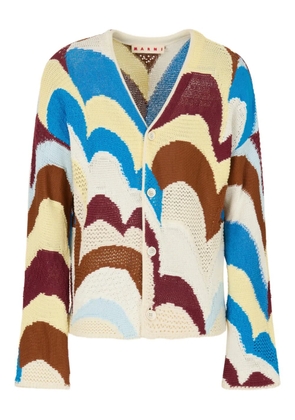 Marni patterned knitted cardigan - Blue