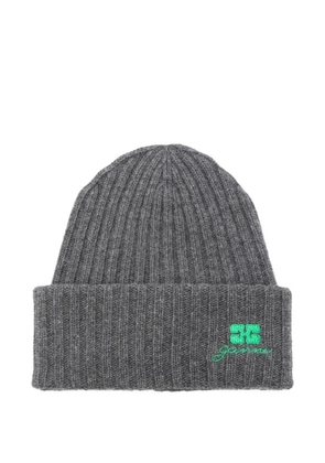 GANNI ribbed embroidered hat - Grey