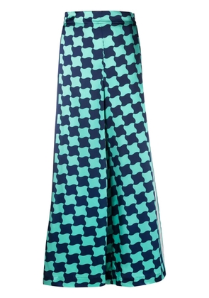 Casablanca Pool Tile silk wide-leg trousers - Blue