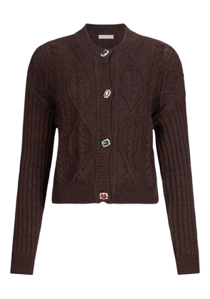 LIU JO cable-knit jewel-button cardigan - Brown