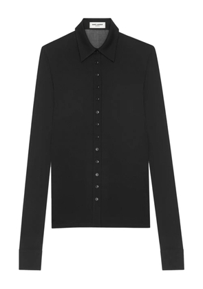 Saint Laurent spread-collar long-sleeve shirt - Black