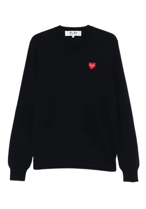 Comme Des Garçons Play heart-emblem v-neck sweater - Blue